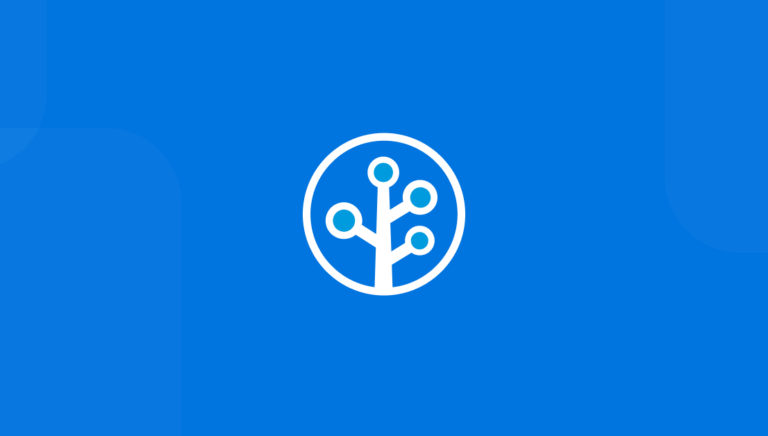 Branch glyph logo on blue background
