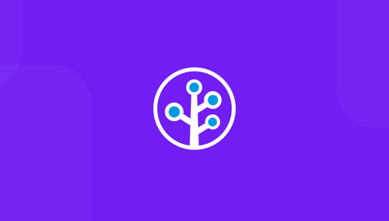 Branch glyph logo on purple background