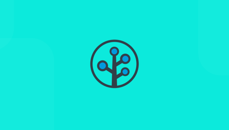 Branch glyph logo on teal background