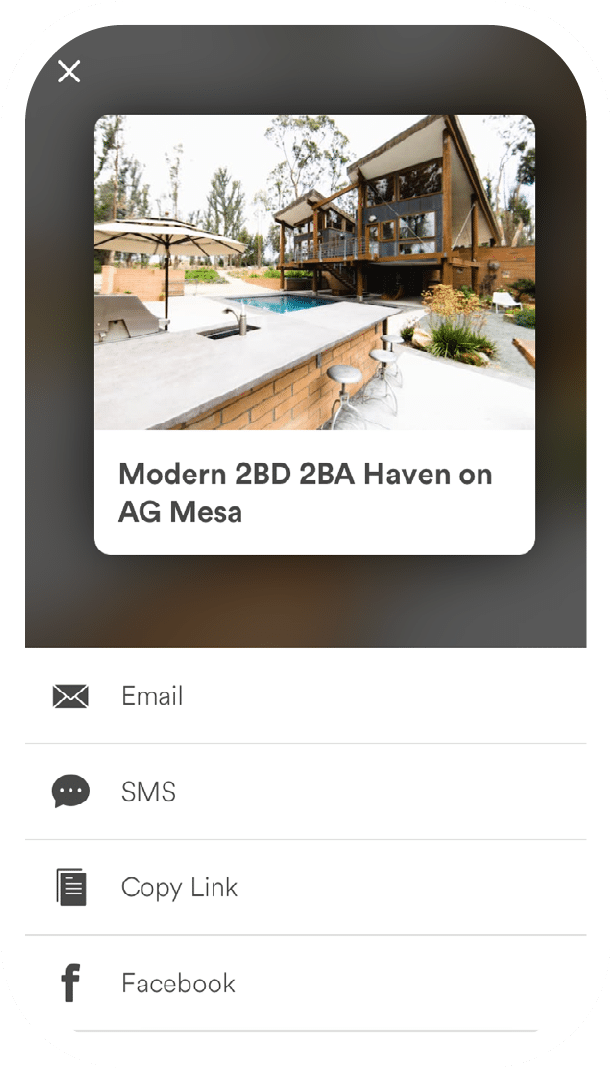Screenshot of a share sheet within the Airbnb mobile app.