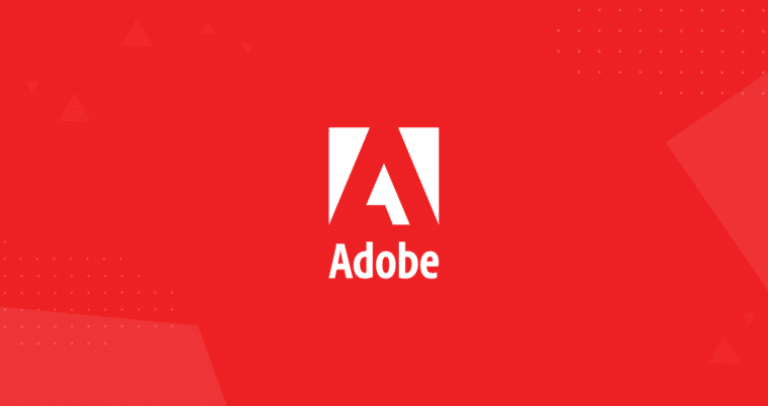 red background with white adobe logo