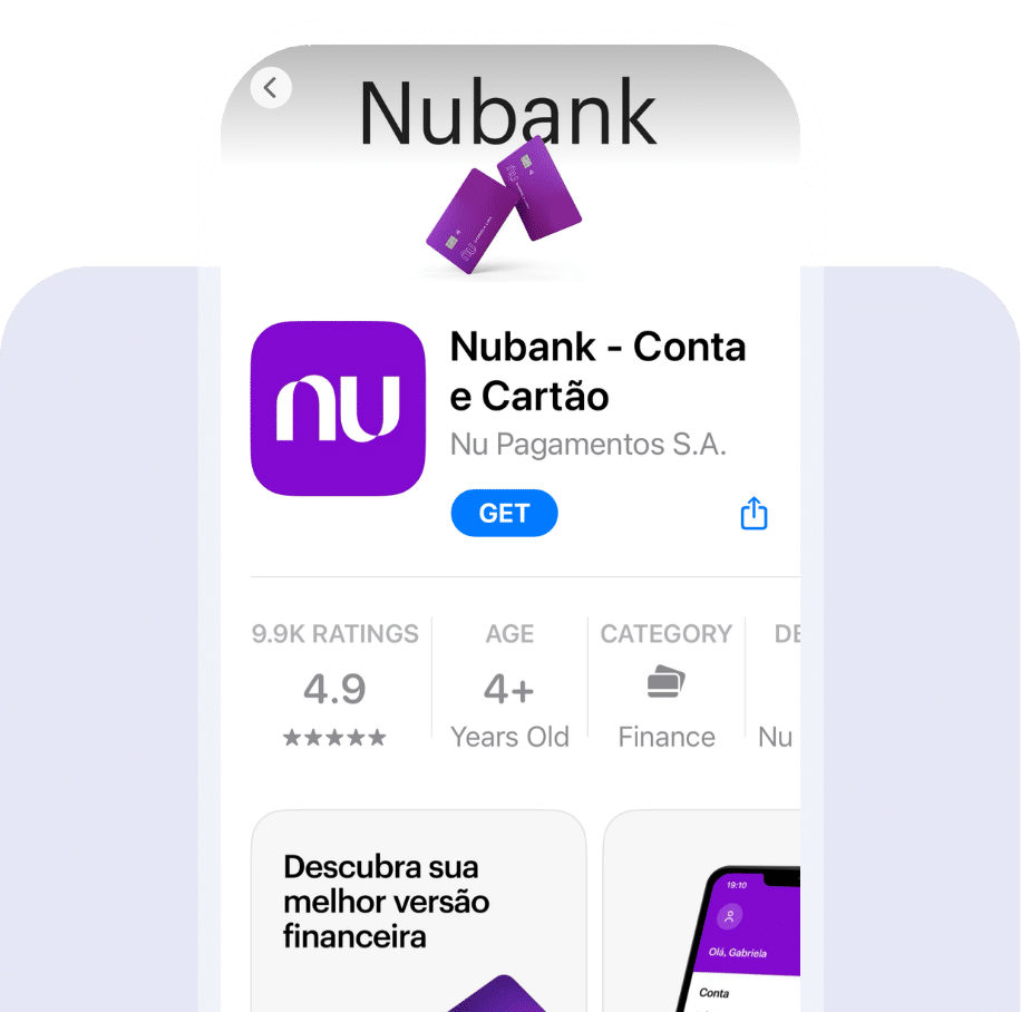 Screenshot of the Nubank app listing in the app store.