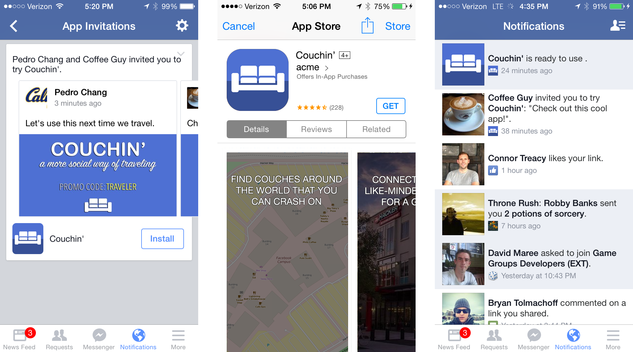 App Invite userflow for Facebook