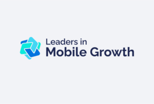 Leaders in Mobile Growth logo with blue connecting phones glyph