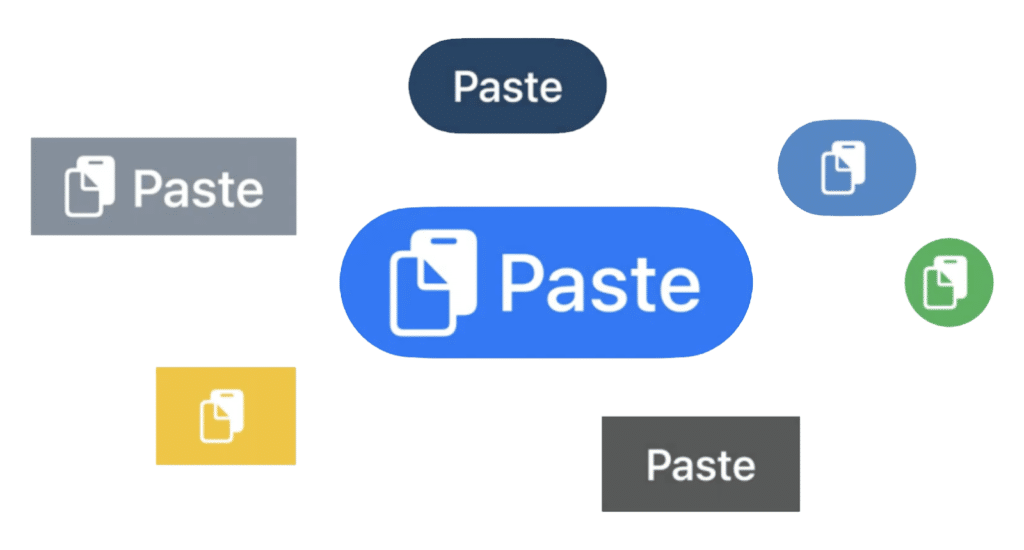 Examples of customized paste buttons that fit Apple's requirements paste
