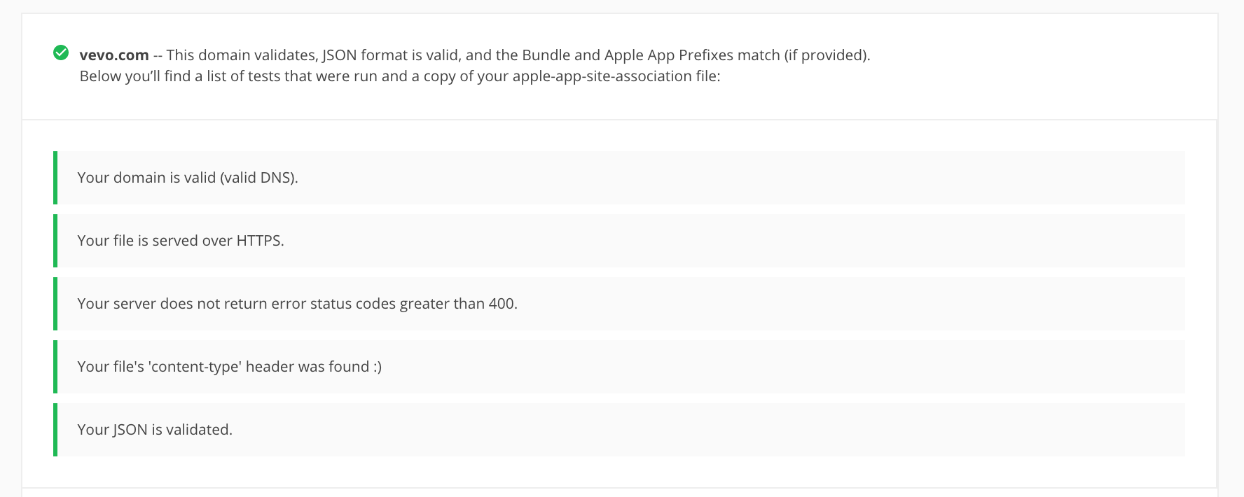Valid apple-app-site-association file