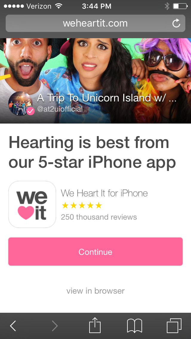We Heart It iOS Interstitial