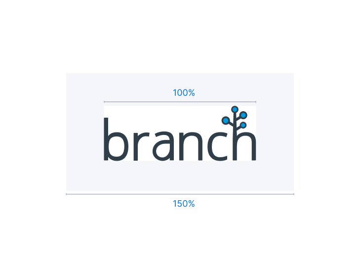 Branch logo with indicators for size and spacing around the logo