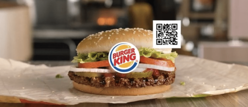 Example of QR code TV Ads. Burger king QR code TV ad