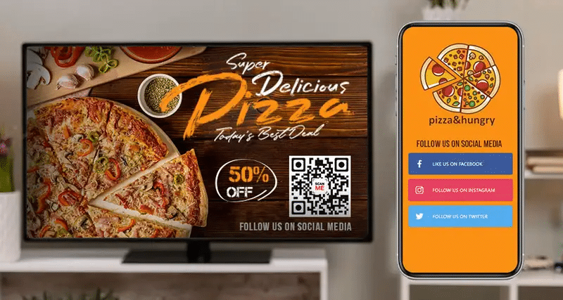 QR code used on a TV ad to offer a discount after following brand on social media
