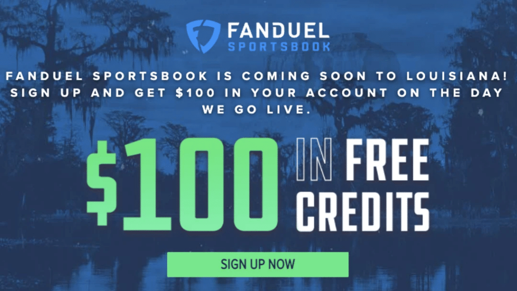 Fanduel Sportsbook's sports betting offer of $100 in free credits.