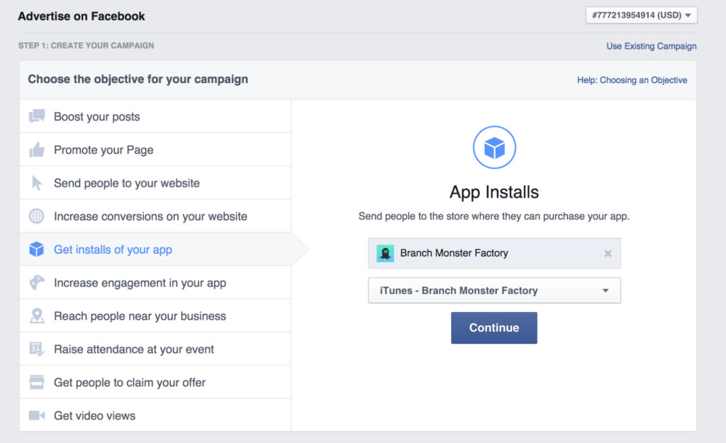 Advertise on Facebook with Deferred Deep Linking