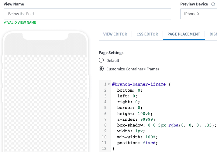 screenshot showing style customization of Branch journeys product