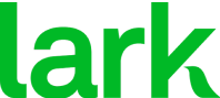 Lark word mark in neon green