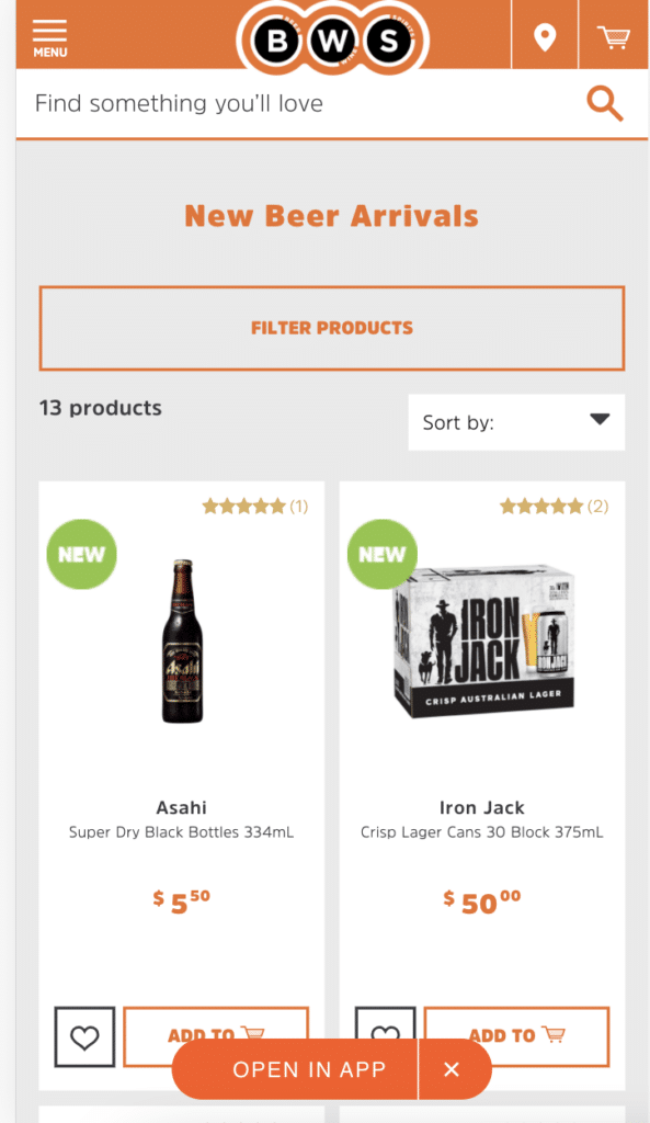 Image of new beer arrivals on mobile phone