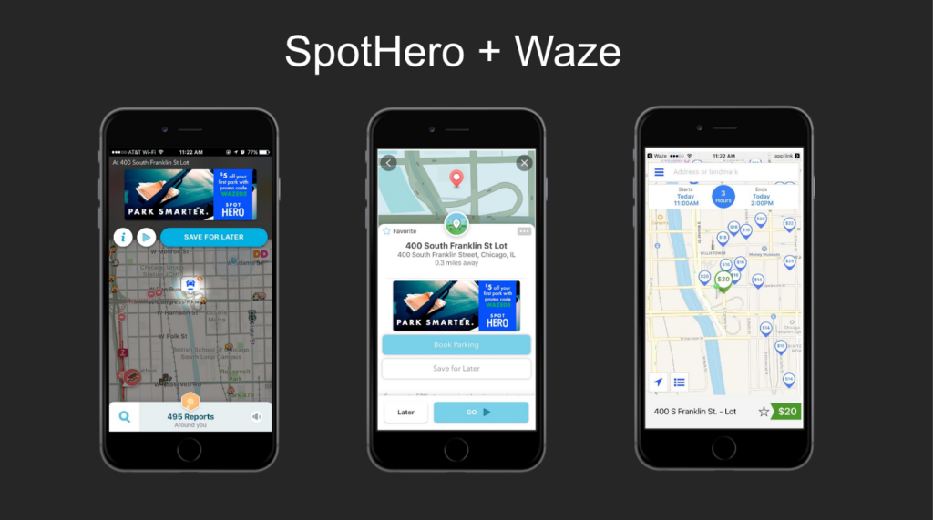 SpotHero and Waze app-to-app