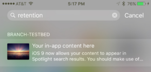 Core Spotlight Search for App Re-Engagement