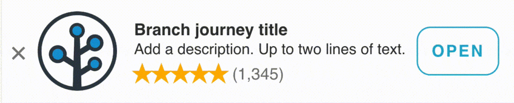 Updated Journey banner with white background, Branch logo, and animated Open CTA button