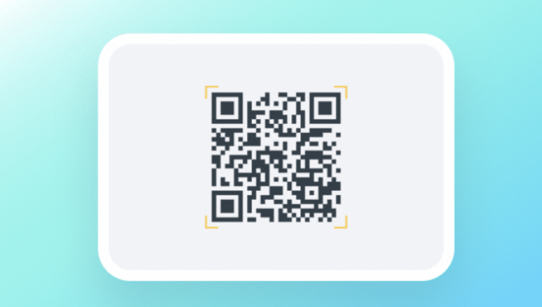 QR code on a blue gradient background