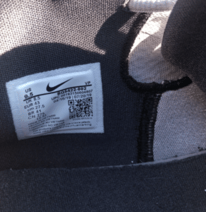QR code on a tag in a shoe being scanned