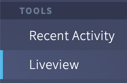 Branch dashboard screenshot of the Tools section to enable Liveview