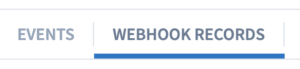 Screenshot of Webhook Record tab in Branch dashboard