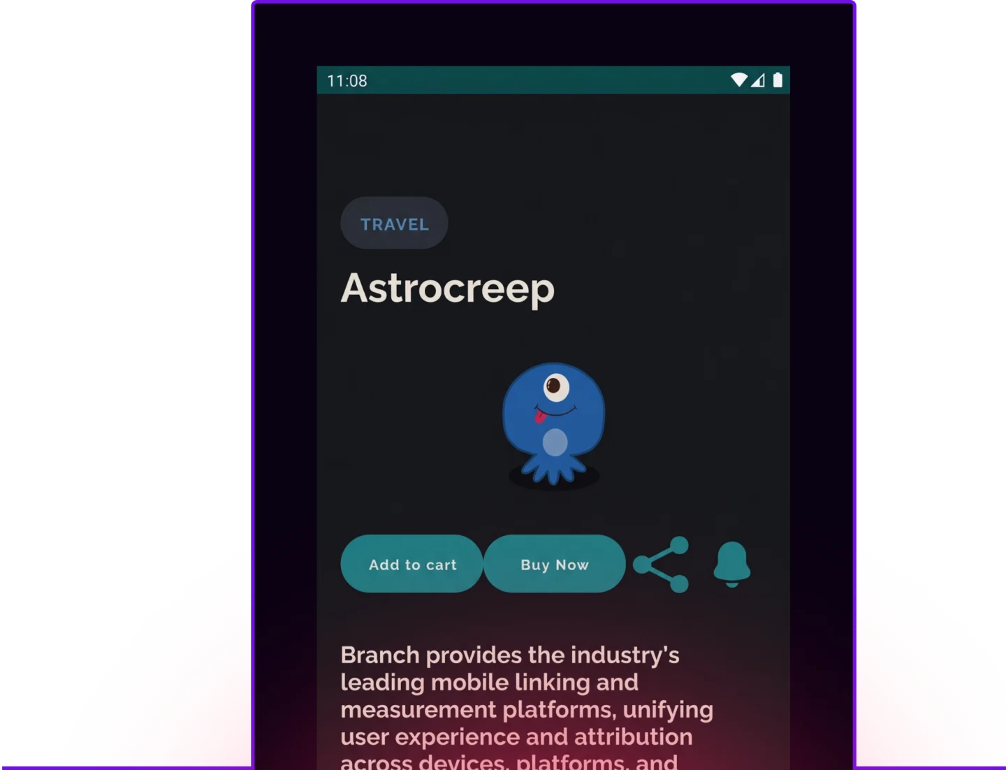 Screenshot of the Astrocreep details page on the Branch MonsterSite shown on a phone. 