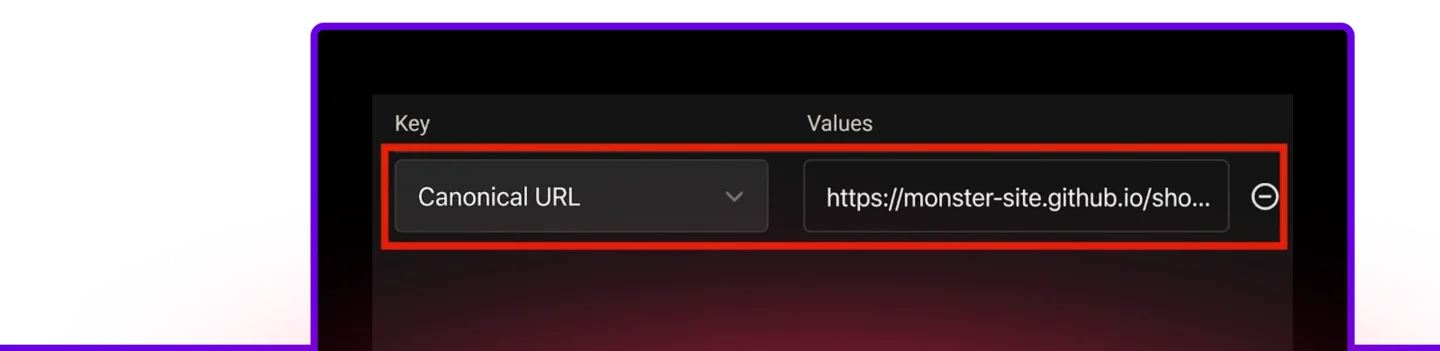 Screenshot of the Key and Values field in the Branch Dashboard. 