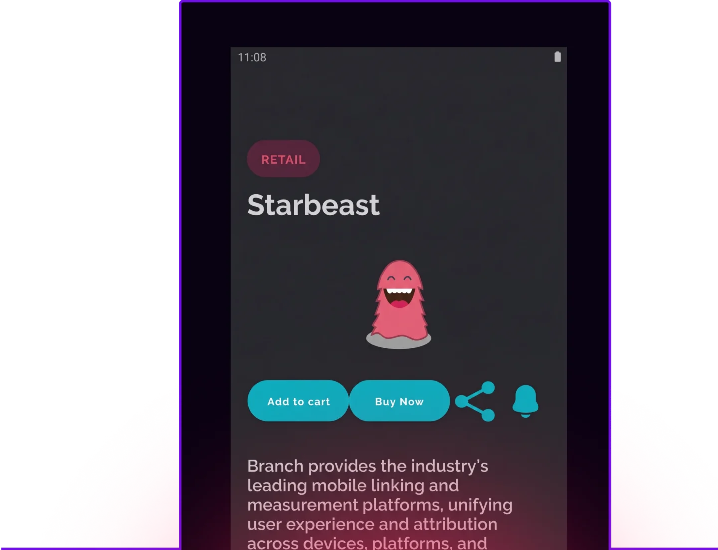 Screenshot of the Starbeast detail page in the Branch Monster Factory app.