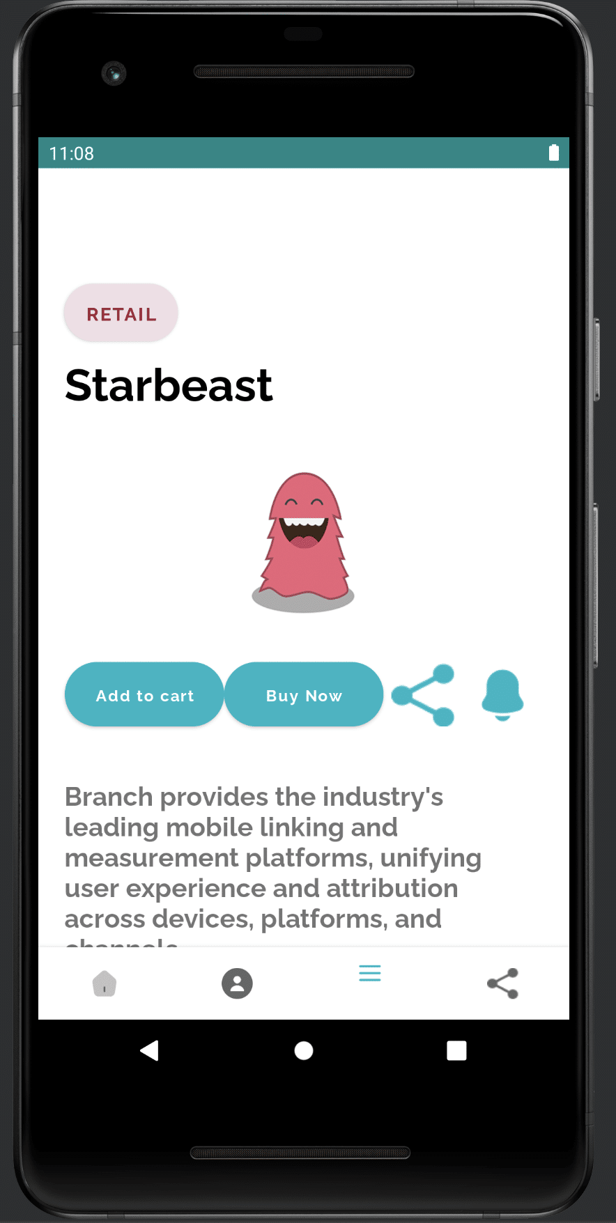 Screenshot of the details page for the Starbeast monster on the Branch MonsterSite shown on a phone screen.
