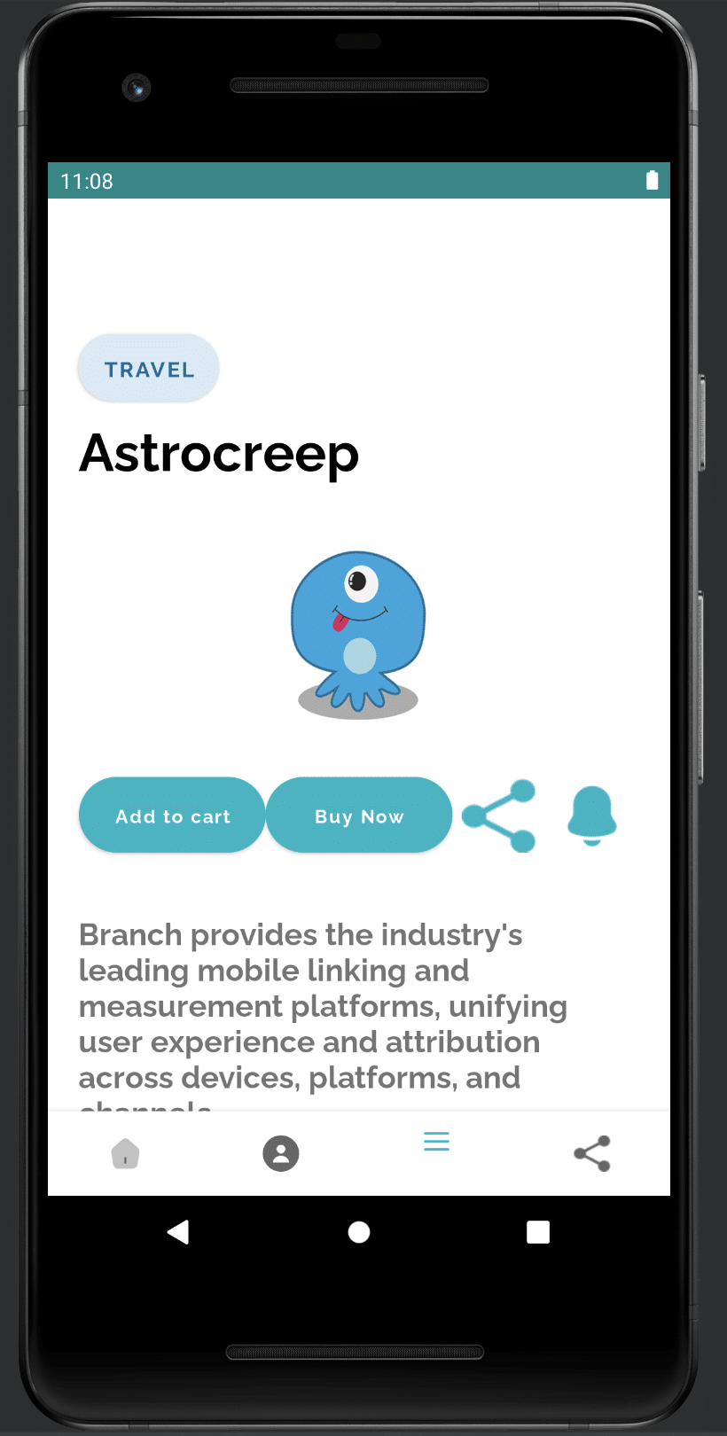 Screenshot of the Astrocreep details page on the Branch MonsterSite shown on a phone. 