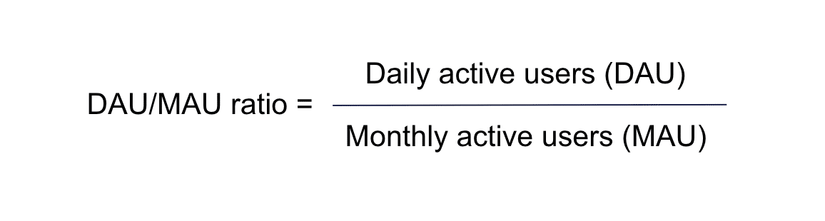DAU/MAU ratio = (Daily active users) / (Monthly active users)