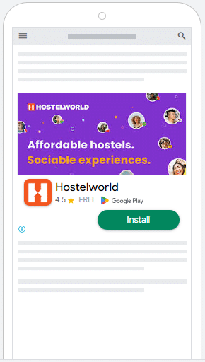 Screenshot of a Hostelworld Google Ad