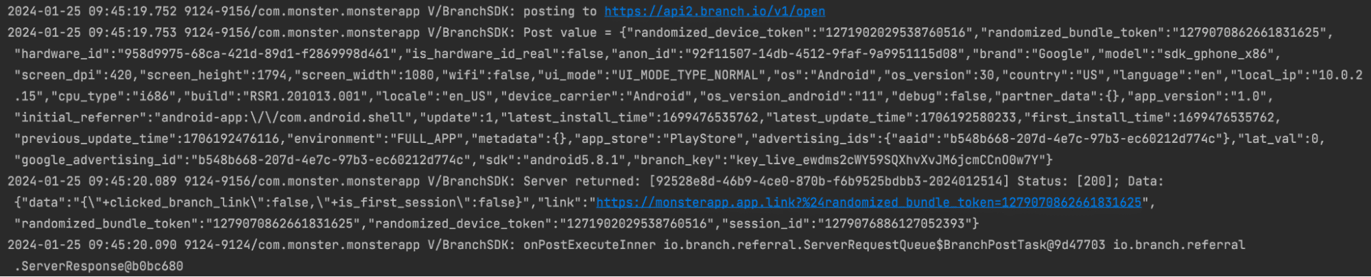An image of added code in Branch's SDKs.