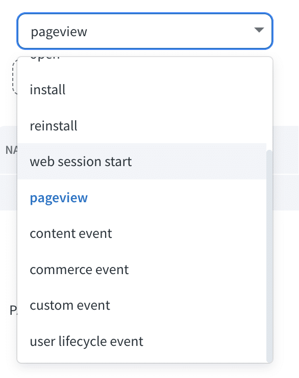 Image of the dropdown menu options.