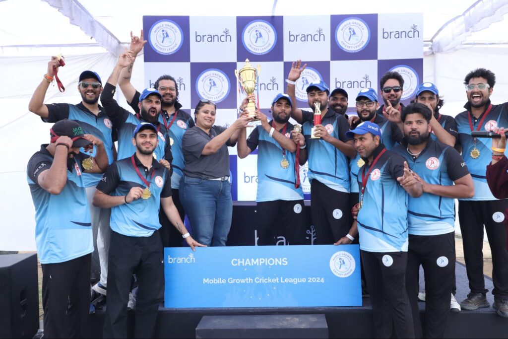 Group photo of the Mobile Growth Cricket League 2023 champions. 
