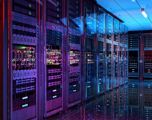 Secure data center infrastructure representing privacy and security.
