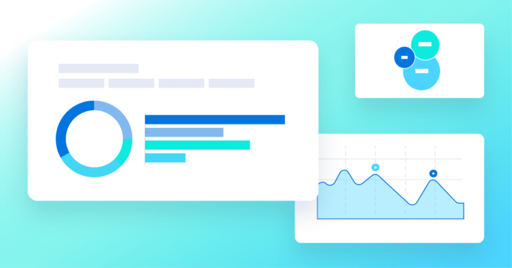 A graphic showcasing some charts and graphs