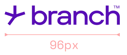 Branch logo showing minimum width logo should be used at