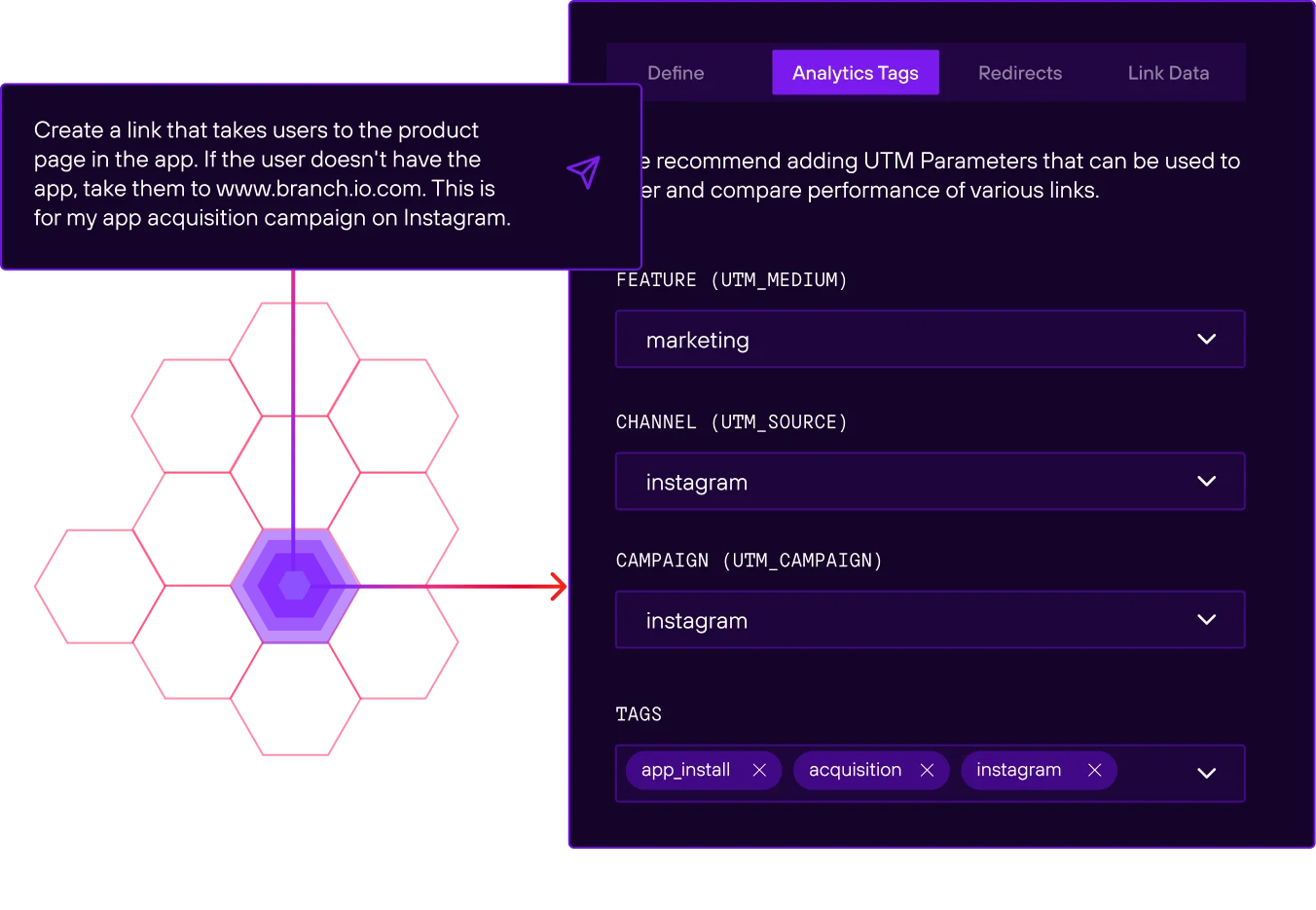 illustration of the social deep linking set up interface