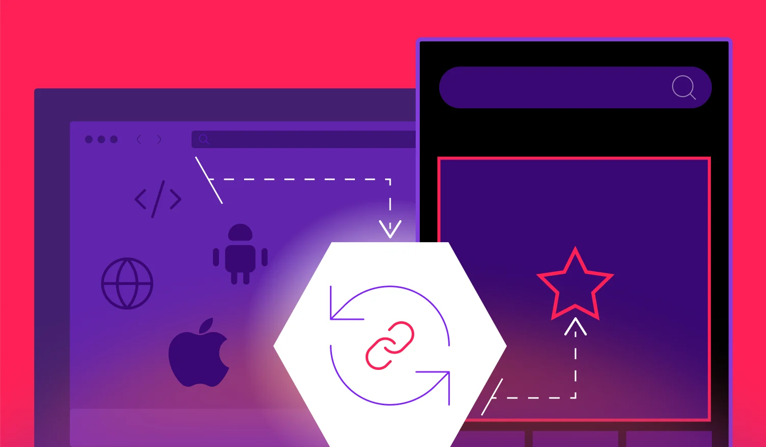 Graphical depiction of how deferred deep linking on ios works.