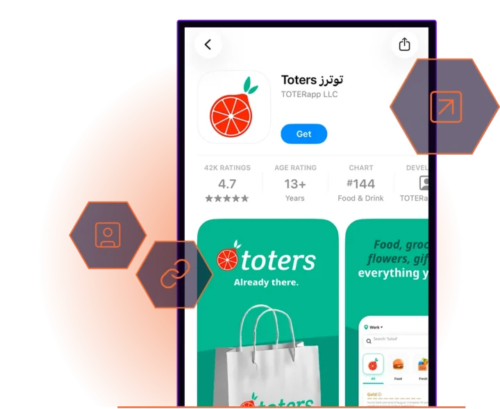 Screenshot of Toters app store listing in Apple App Store