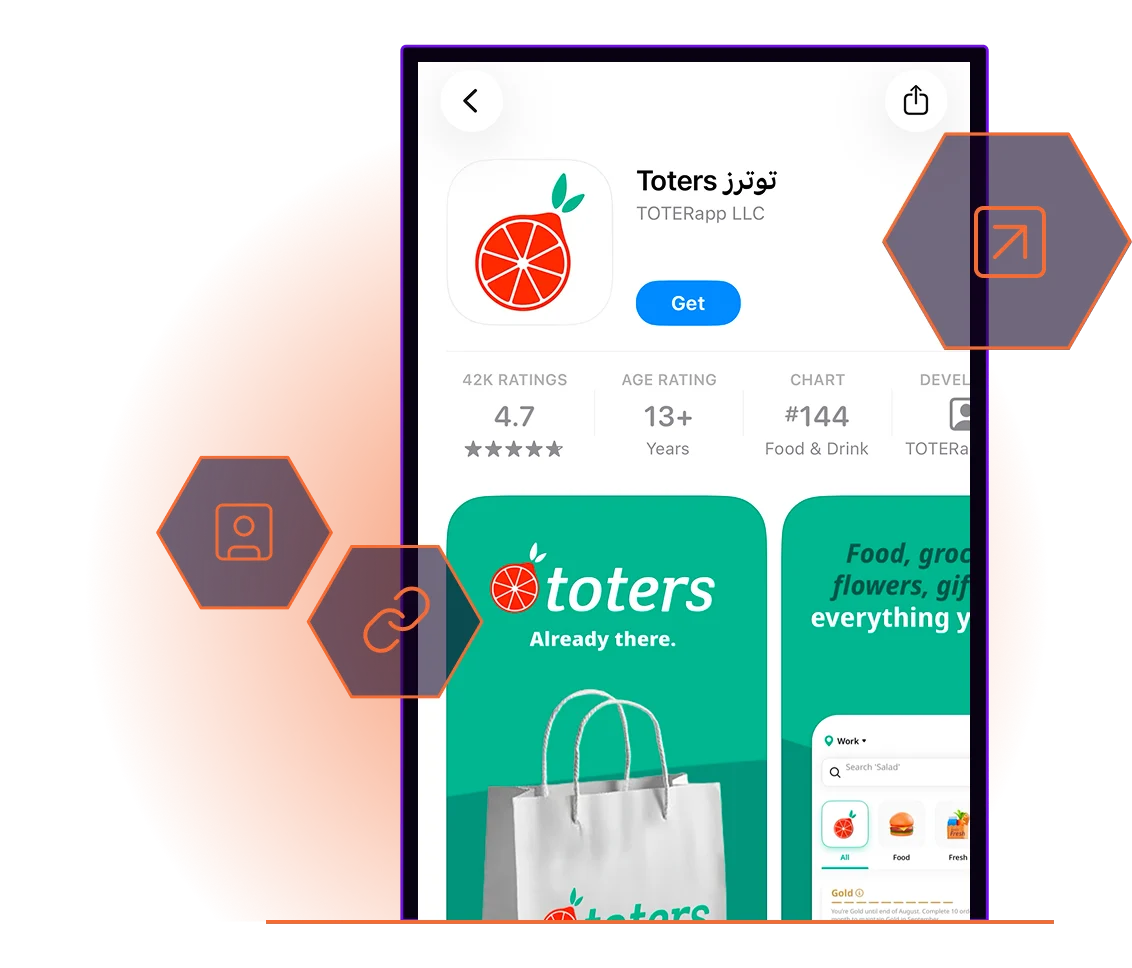Screenshot of Toters app store listing in Apple App Store