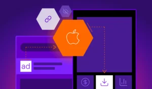 Graphical depiction of how deep linking on iOS devices is implemented.