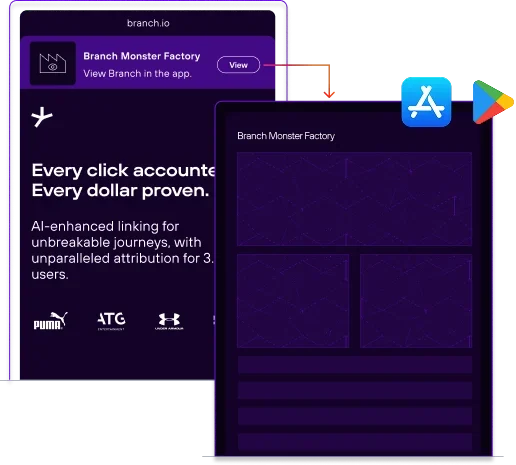 An example of a deep-linked banner in Branch that sends users to an app store
